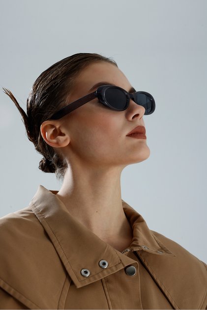 Off-White Cat Eye Smoked Rimmed Round Shaped Sunglasses Uv Protection