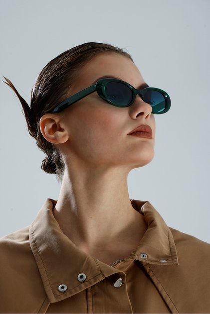 Off-White Cat Eye Brown Framed Round Shaped Sunglasses Uv Protected