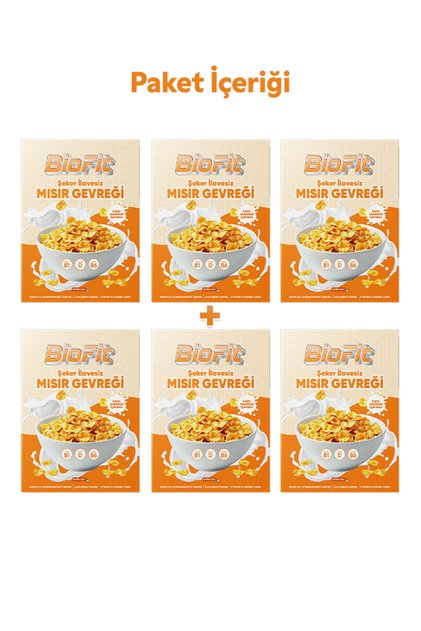 6 Adet 250G Şekersiz Mısır Gevreği – BioFit