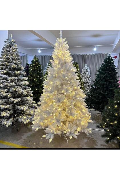 Artificial white Christmas Tree Prelit Warm Lights Mixed Branches Foldable Stand -120cm
