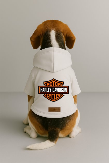 Printed Dog and Cat Clothing & Dress with Fleece Inside - White Color K Hooded Hoodie B3Adf