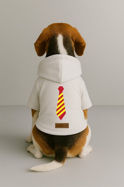 Printed Dog and Cat Outfit & Dress with Fleece Inside - White Color K Hooded Hoodie B0Cc8