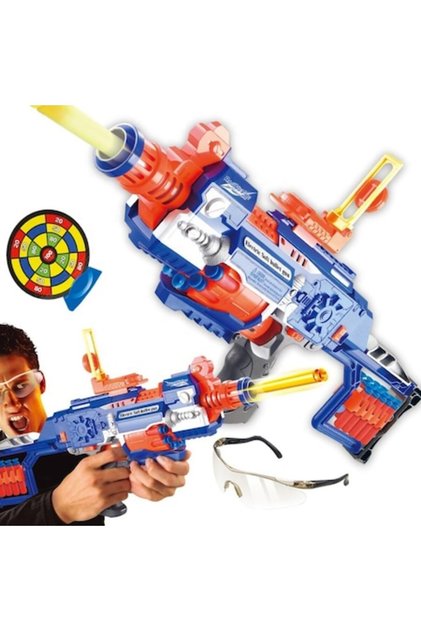 Armă de jucărie în stil NERF, automată, 20 de proiectile din spumă EVA incluse