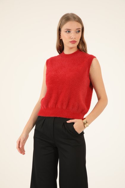 80064- Stylish Comfortable Angora Women's Knitwear Zero Sleeve Sweater