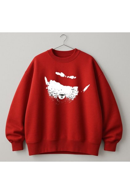 Red Unisex Women Men Dtf Printed Oversized Sweatshirt