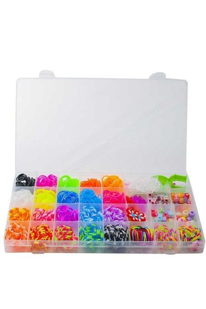 Set Creativ Trendy Accesorii pentru realizarea Bratarilor din elastic, Rainbow Loom Bands, 950 piese