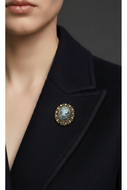 Elit Görünüm Cameo Broş Victoria Dönemi Stili