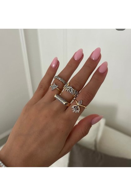 Adjustable Gold Mix Zircon Stone Design Ring