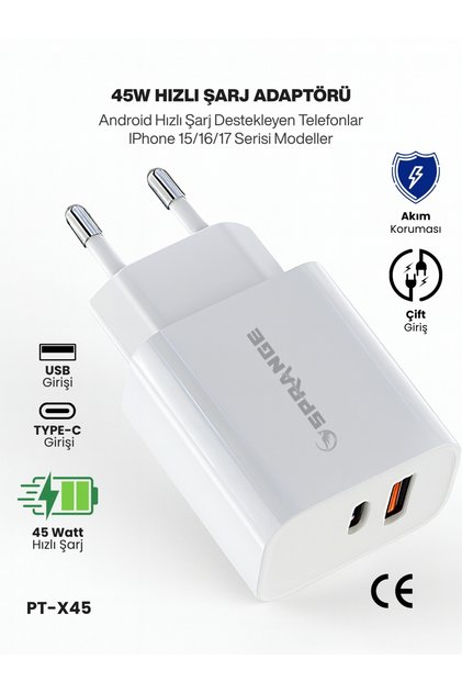 iphone IPAD 15 16 17 15 16 17 Pro 15 16 17 Plus 15 16 17 Pro Max Uyumlu 45W Type-C PD USB-A Şarj