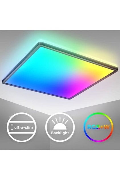 Έξυπνο φωτιστικό οροφής LED RGB 50W, τετράγωνο, 40 cm, μαύρο, με τηλεχειριστήριο