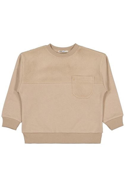 Plush Paneled 6-9 Years Old Sweatshirt - Brown 8-9 Years Old