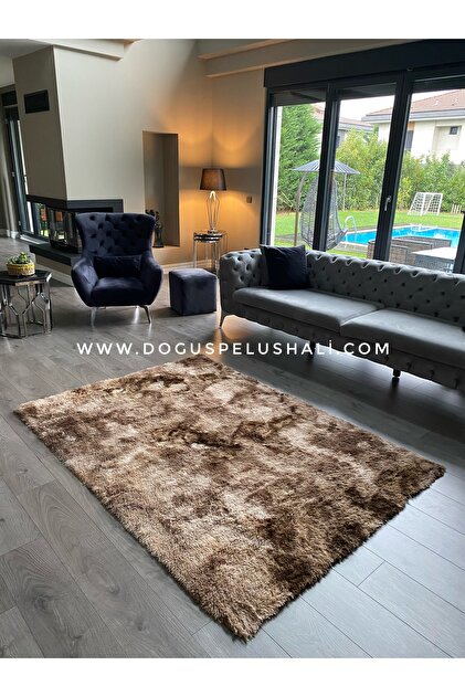 Batik Tavşan Kahverengi Yumuşak Dokulu Peluş Halı Dikdörtgen