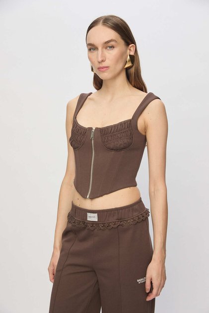 Ss6113 Front Zipper Cotton Bustier