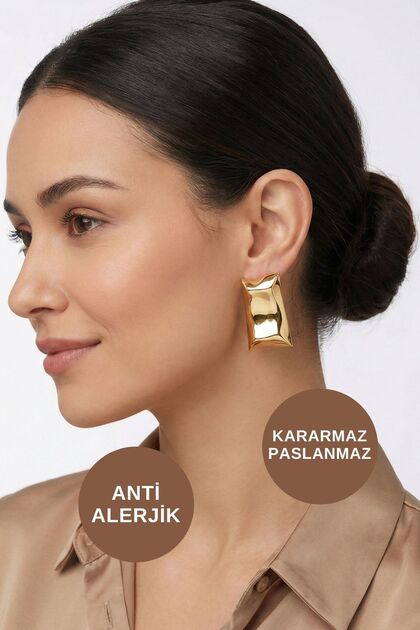 Women's Anti-Allergic Non-Tarnish Waterproof Long Daily Style Evening Dress Gold Steel Brand Earring Models