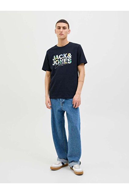 Jack & Jones Jjgeplas Tee Ss Crew Neck Ln Lacivert Erkek T-Shirt