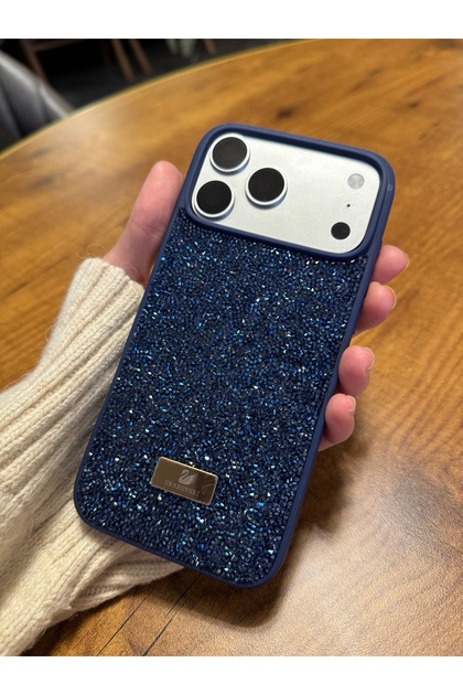 Navy Blue and Silver Stone Phone Case Compatible with iPhone 17 Pro Max