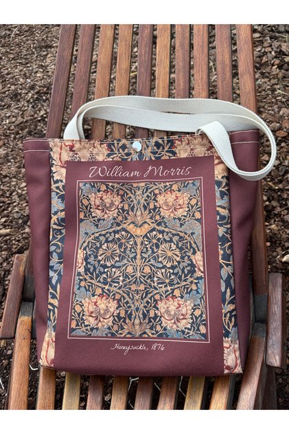 William Morris Kanvas Bez Çanta Yıkanabilir Metal Çıtçıtlı Cepli