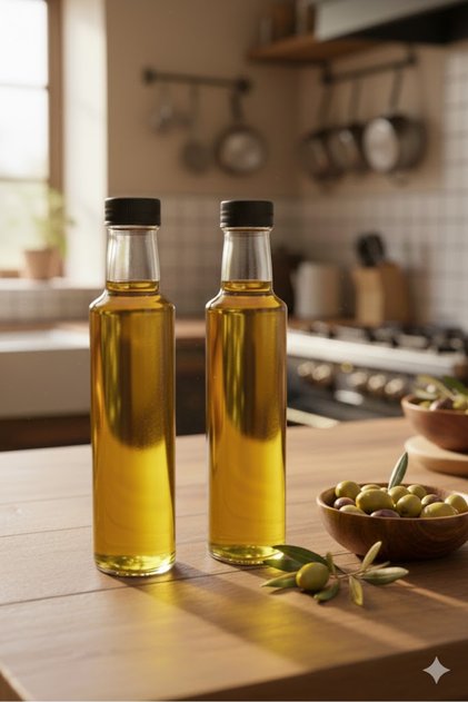 2 pcs 250cc empty clear glass bottle oil dispenser olive oil sunflower oil pourer controlled 2x250cc