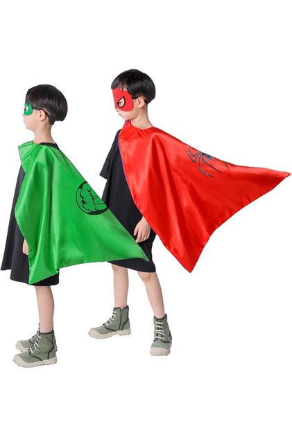 Costum de supererou, pelerine și măști pentru copii cu vârsta cuprinsă între 3 și 9 ani, 2 seturi