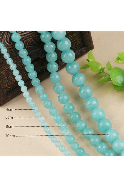 6-10mm 8mm approx 47pcs Natural Stone Blue Chalcedony Jades Beads Round Loose Spacer Beads For Jewel