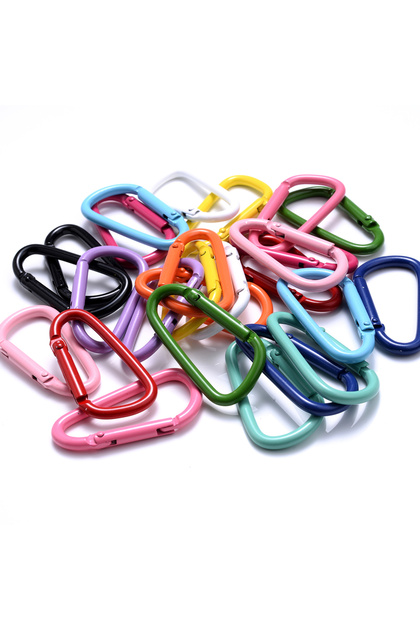 random mix iYOE 5pcs/Lot 45x24mm Mix D Carabiner Hook Colorful Alloy Keychain Clip Hooks For Making