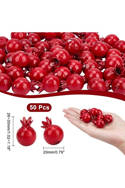 50pcs 50Pcs Mini 0.79 Inch Artificial Pomegranate Realistic Fake Fruit Lifelike Simulation Foam P..