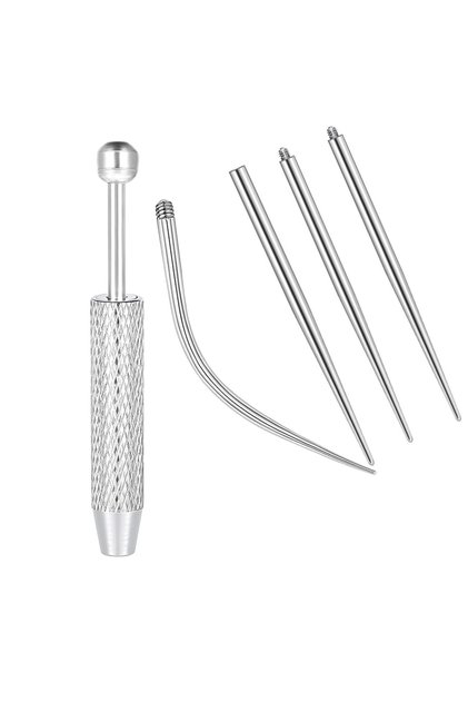 5PC-silvery 14/16/18G Titanium Piercing Kit Internal Thread Curved Taper Insertion Pin Tool For Trag