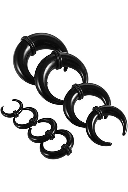 8pcs Set Black 8 PCS Ear Body Piercing Kit Acrylic Tapers Spiral Taper Tunnels Septum Horn Ear Expan
