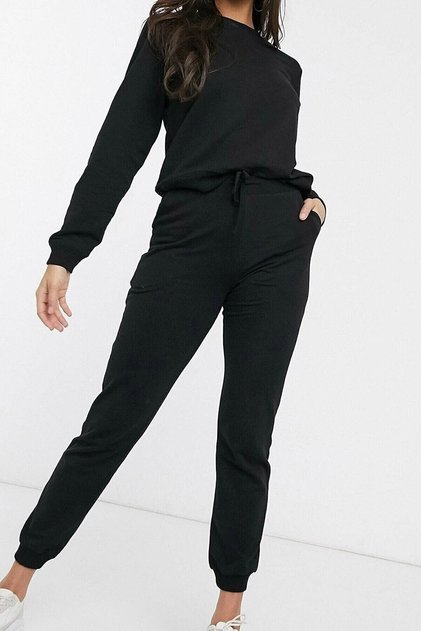 Women's Black Cotton Top and Bottom Pajama Set