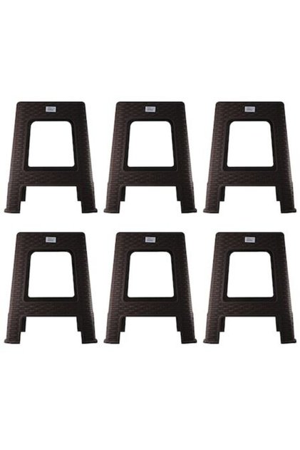 Set de 6 scaune din ratan plastic pentru grădină/acasă - maro
