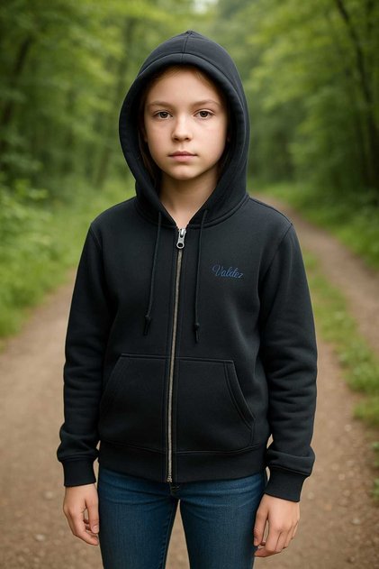 Yuko 279-12-25 Girl's Hooded 2 Thread Sh Fleece-Lined Zippered Sweatshirt 13/16 Years Old