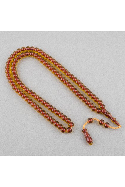 Fire Amber 99-Bead Prayer Beads Wheel Cut 9X7Mm Prayer Beads - Apricot