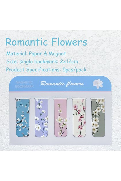 5pcs 5pcs Romantic Flowers Magnetic Bookmark Reading Pages Books Tagging Stationary Supplies DIY Aes