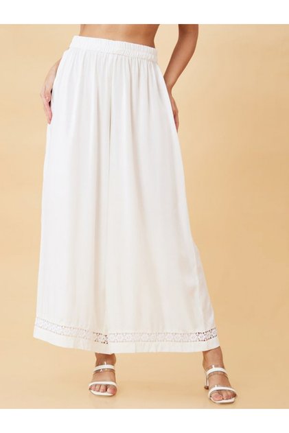Floral Lace Hem Design Flowy Ethnic Palazzos