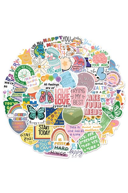 50PCS 50PCS Mental Health Graffiti Fun Stickers, Speakers, Laptops, Water Bottles, Computers Sticky