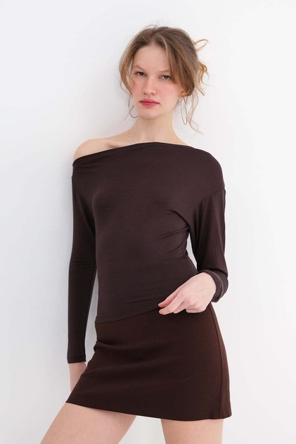 Boat Neck Basic Blouse B1873
