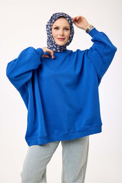5334 - 3 İplik Ş Fleece-Lined Casual Basic Women's Sweatshirt