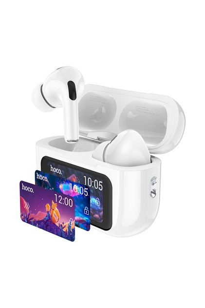 (EW72) - Casti Wireless, Ear Buds, cu ecran LED, BT 5.4, ANC, 360mAh, White