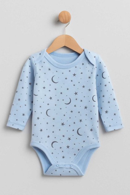 Cotton Printed interlock bottom snap long sleeve baby bodysuit