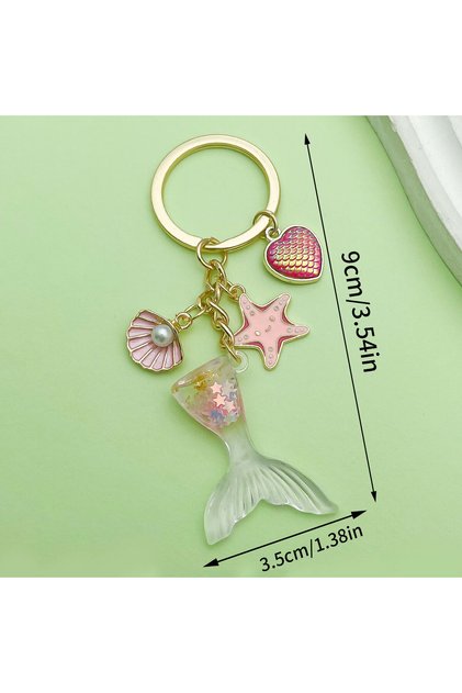Mermaid Tail Heart Star Pink Keychain and Bag Accessory