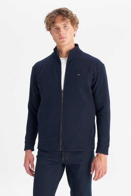 Dik Yaka Lacivert Erkek Sweatshırt W2520533410 Lacivert Sweatshirt
