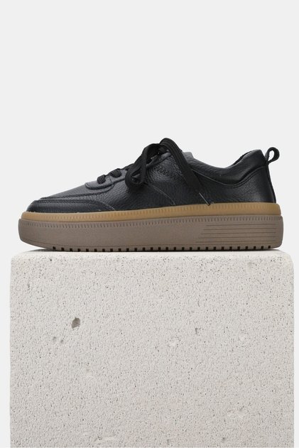 KADIN SİYAH HAKİKİ DOĞAL DERİ 36-41 NUMARA BAĞCIKLI SNEAKER AYAKKABI