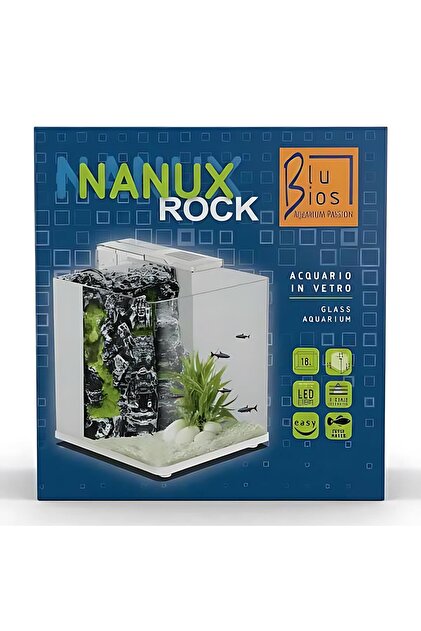 Haqos Nanux Rock Blubios Dekorlu Nano Akvaryum 18Lt Siyah - Fiyatı
