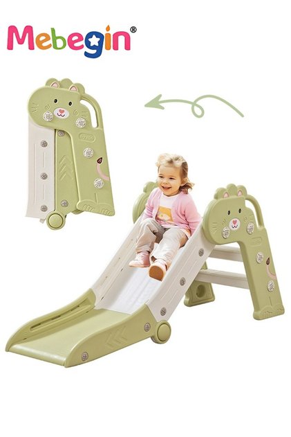 Folding Slide with Adorable Appearance, Freestanding Climber Playset, Durable Sturdy Slide with Thre