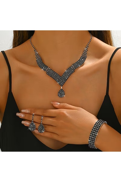 Water Drop Jewelry Set(Necklace Earrings Bracelet)