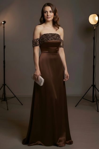 Elegant Collar Detailed Satin Dress