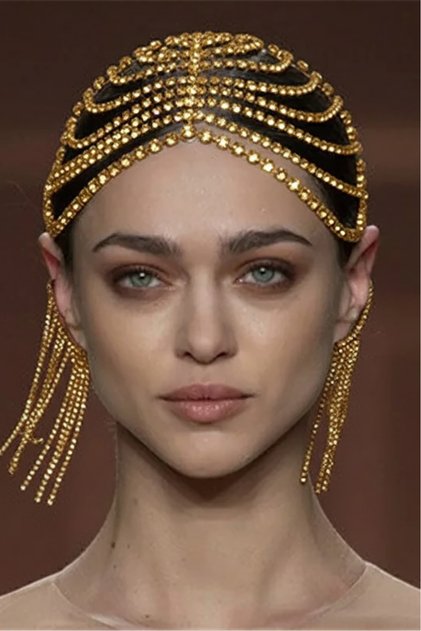 Gold Color Stone Detailed Hair Accessory/Henna Accessory
