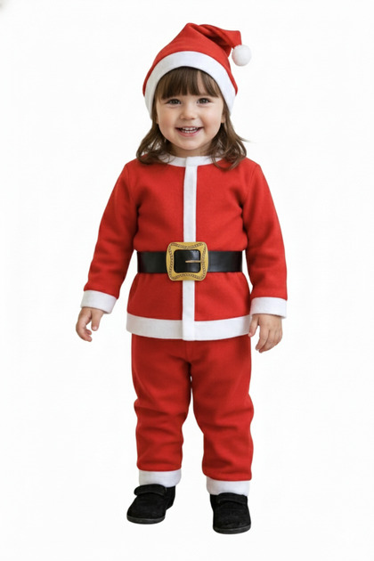2-3 Years Old Children's Santa Claus Costume - Christmas Dress Set with Hat and Belt