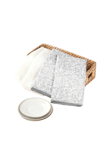 4-Piece Printed Microfiber Kitchen Towel 40 x 49cm