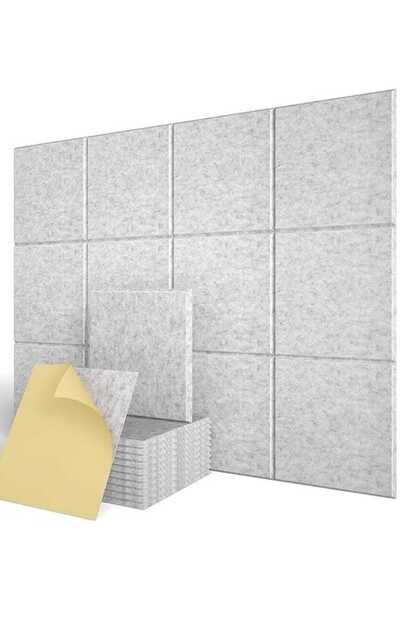 Acoustic Panel Self-adhesive, 12 Pack, 30 x 30 x 0.9 cm, Grey